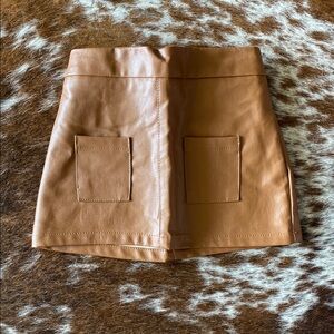 Bailey’s Blossoms “Katie pocket” faux brown leather mini skirt